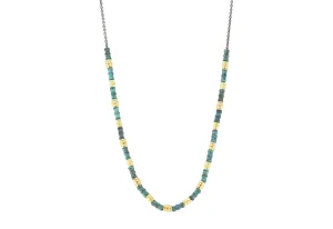 18" ARTIFACT TEAL PATINA WITH GOLD COMPONENTS NECKLACE