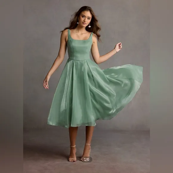 Azazie Atelier Stephanie Sage midi dress