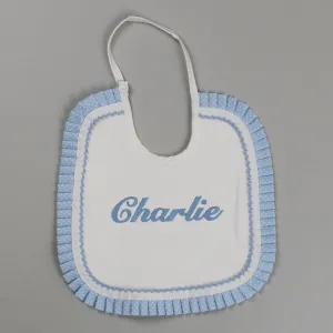 Baby Boys Personalised Bib - Pex Polka Frilled