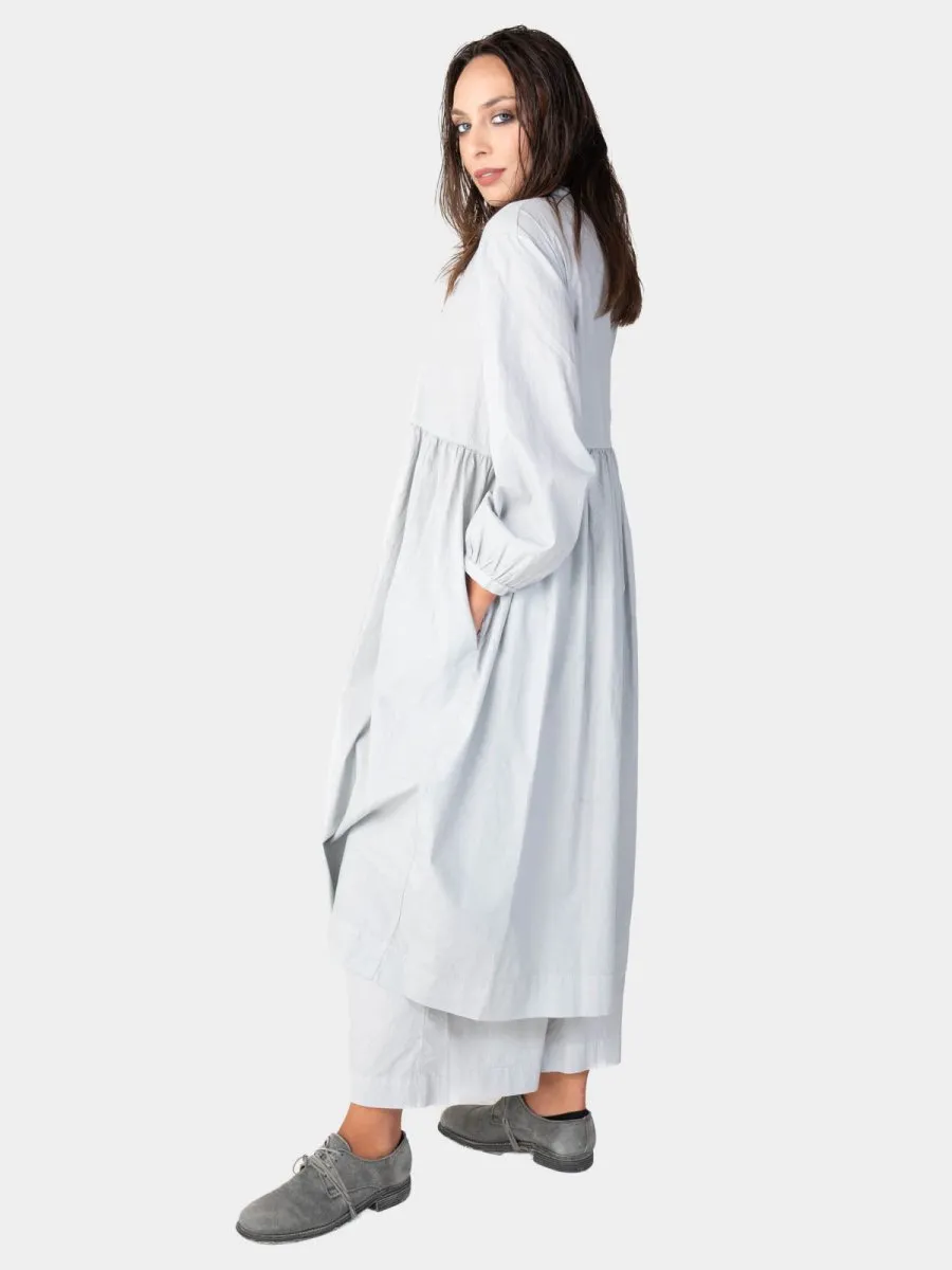 Banded Collar Cotton Shirtdress