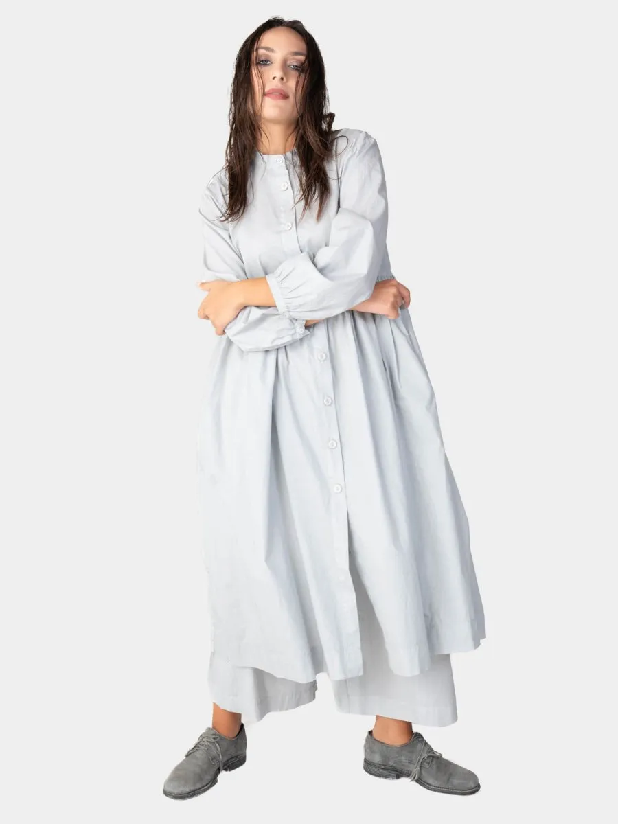 Banded Collar Cotton Shirtdress