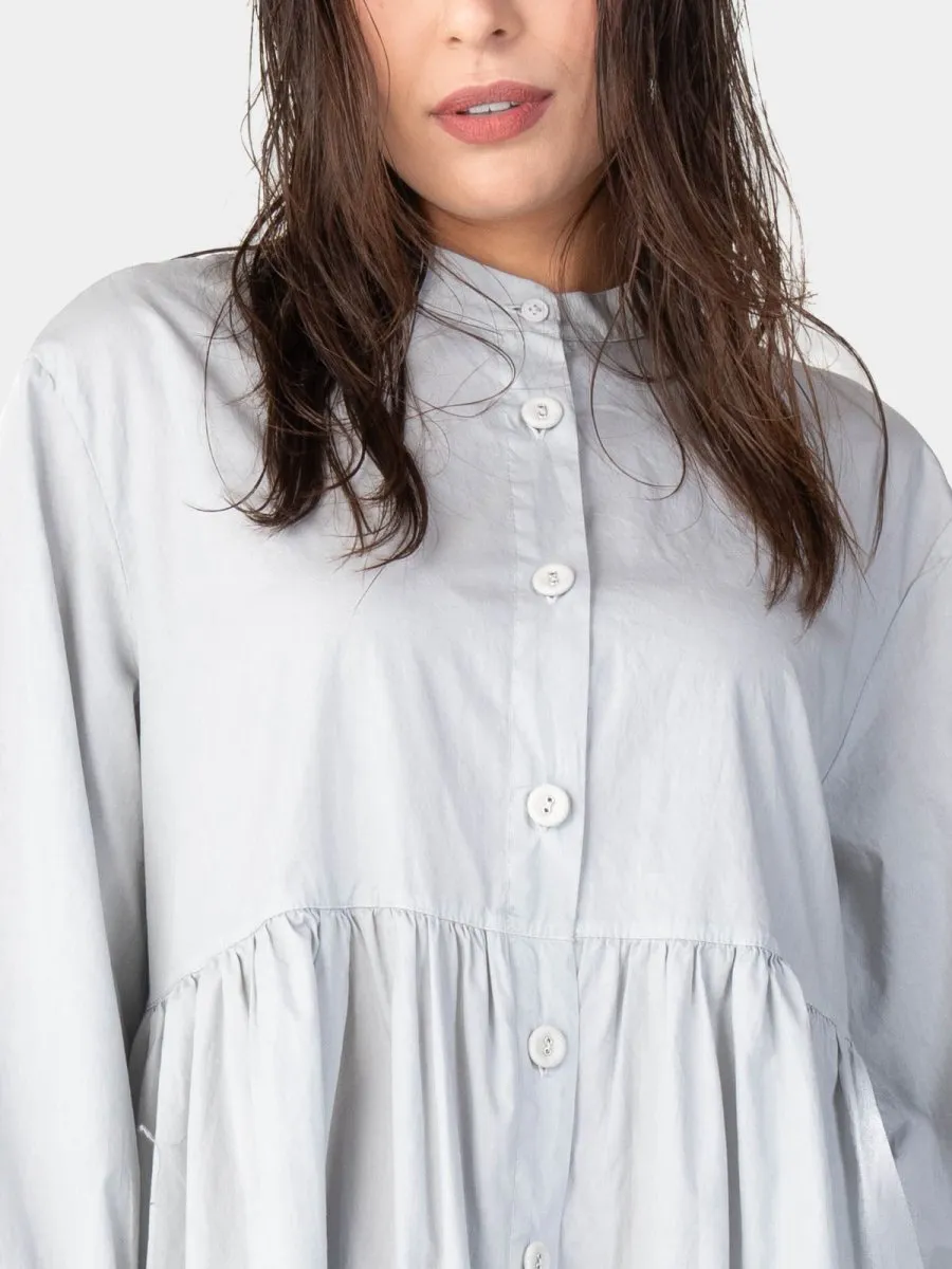 Banded Collar Cotton Shirtdress