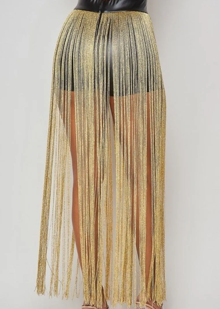 Black Twirl Fringe Shorts