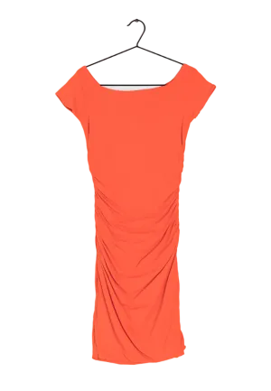 Boden Orange Ruched Midi Dress UK 8L