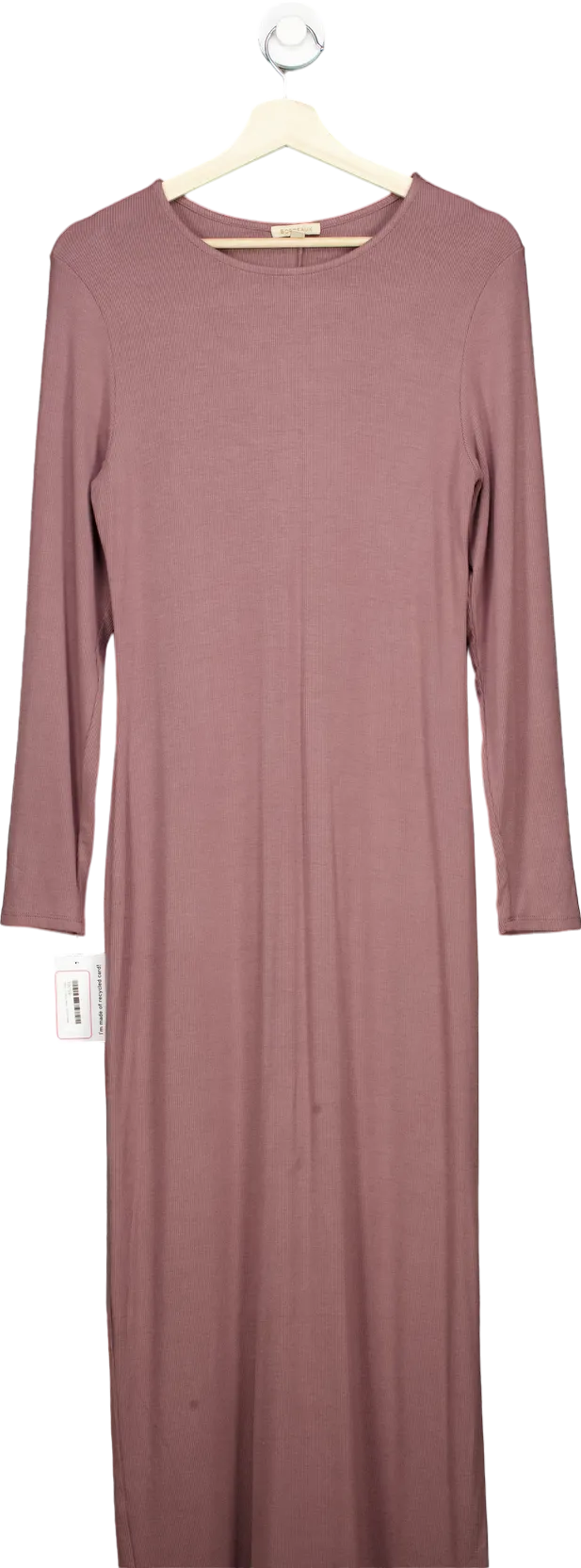 Bordeaux Mauve Ribbed Long Sleeve Dress M