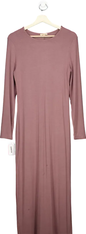 Bordeaux Mauve Ribbed Long Sleeve Dress M