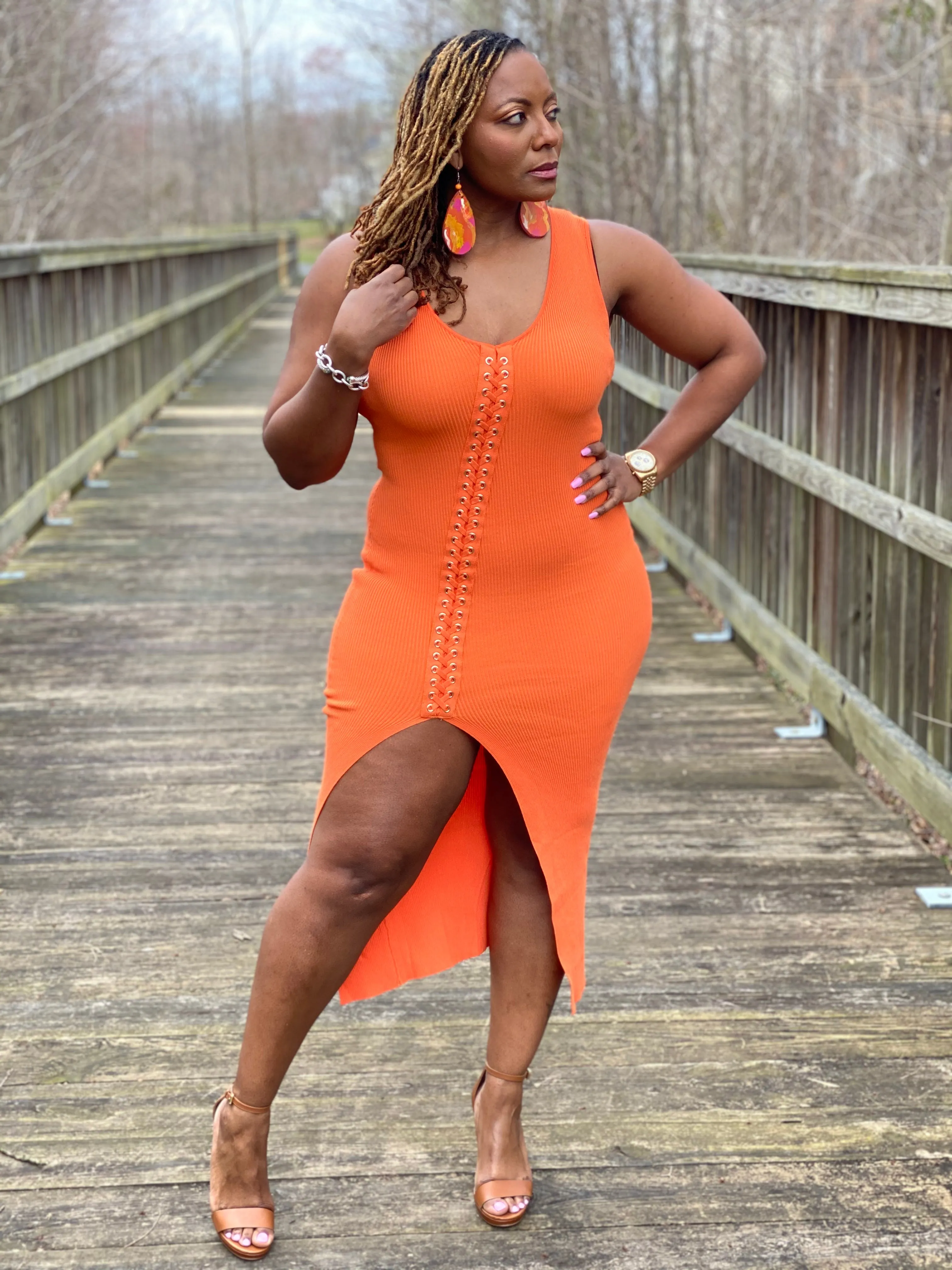 Braided Corset Midi Dress