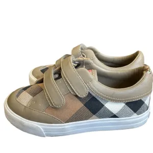 Burberry Gender Neutral Children's Brown Plaid Velcro Sneakers Size 29