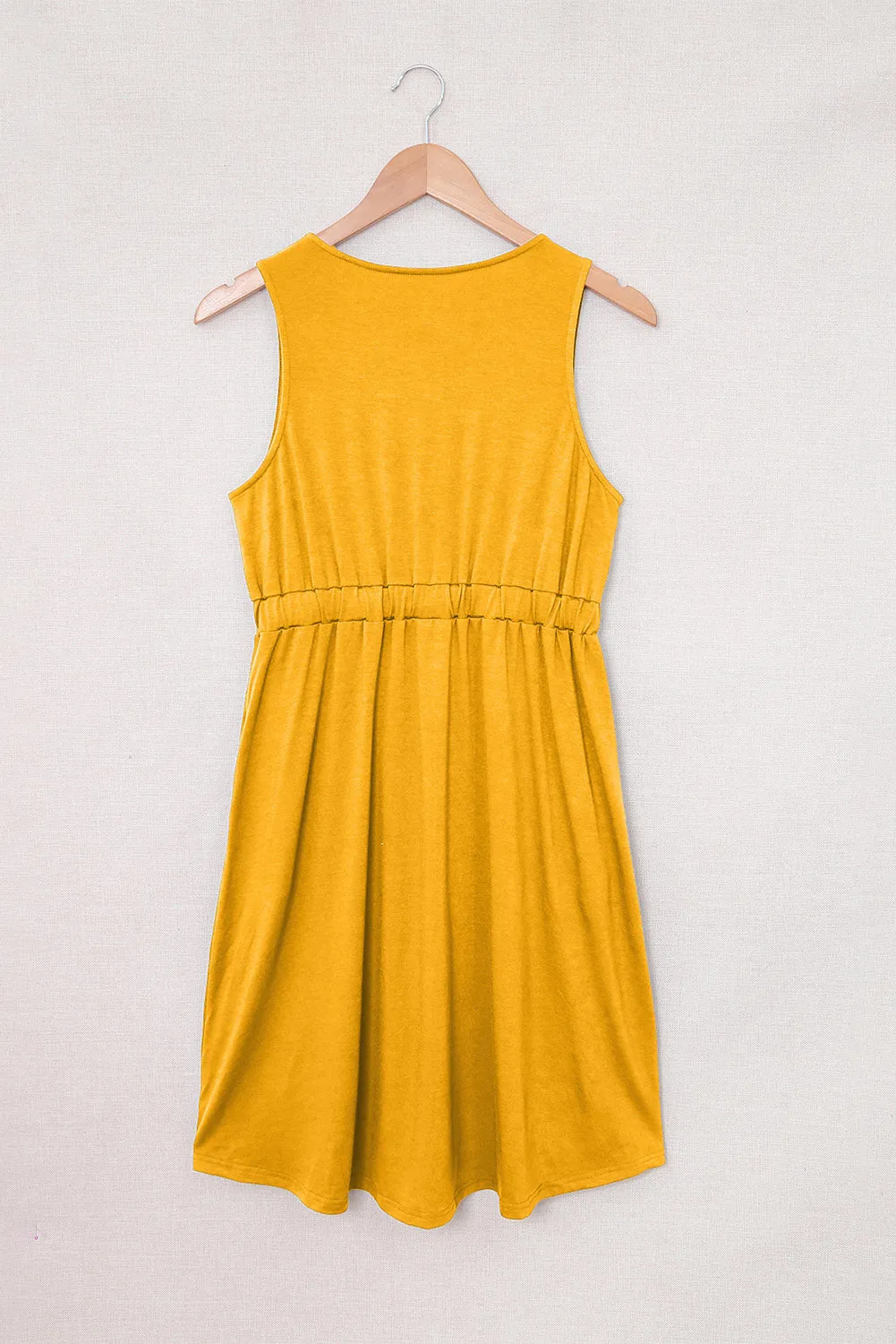 Buttons Sleeveless High Waist Mini Dress