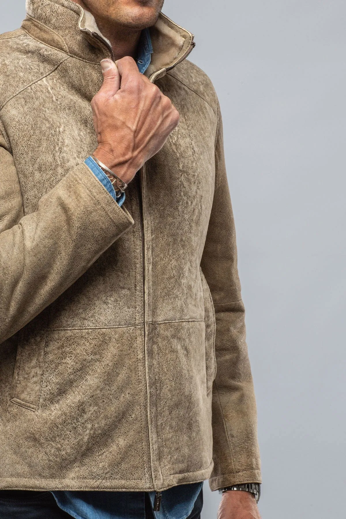 Canby Shearling Hybrid Coat In Faun