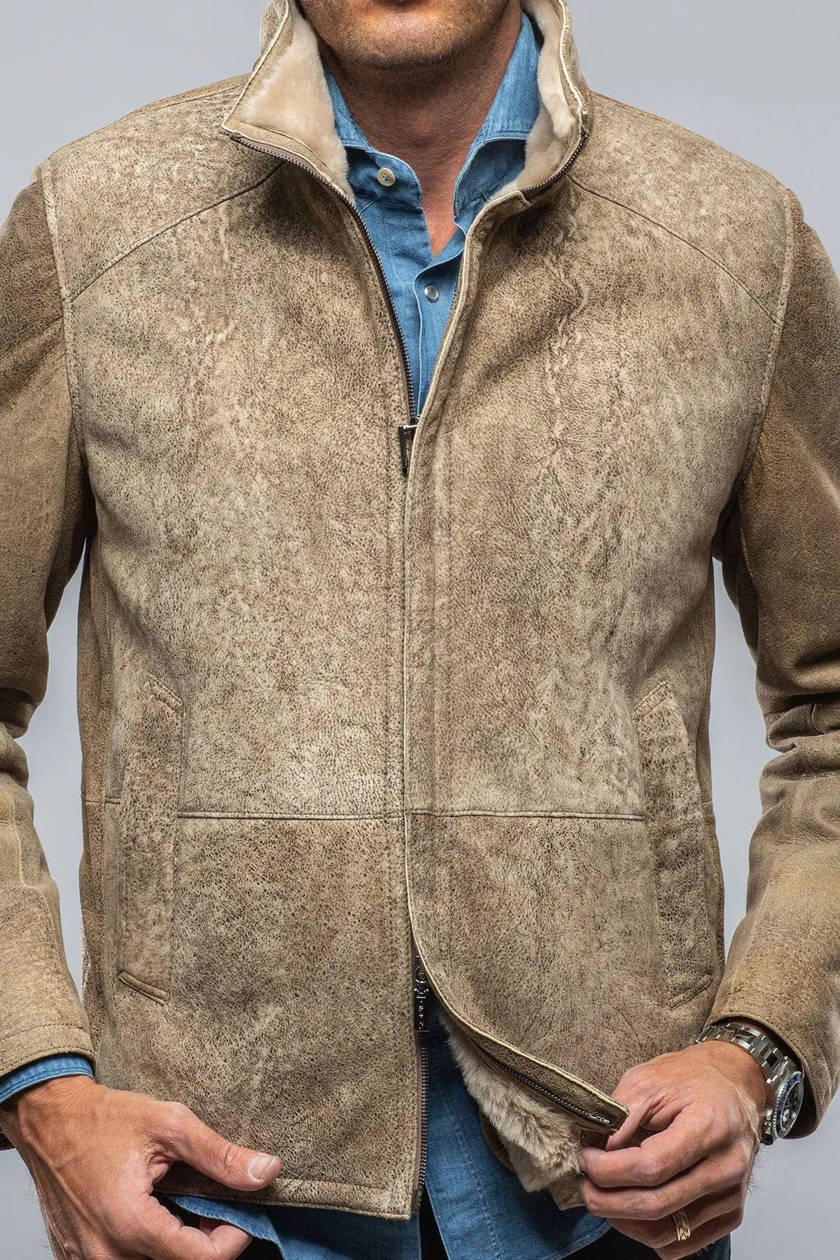 Canby Shearling Hybrid Coat In Faun