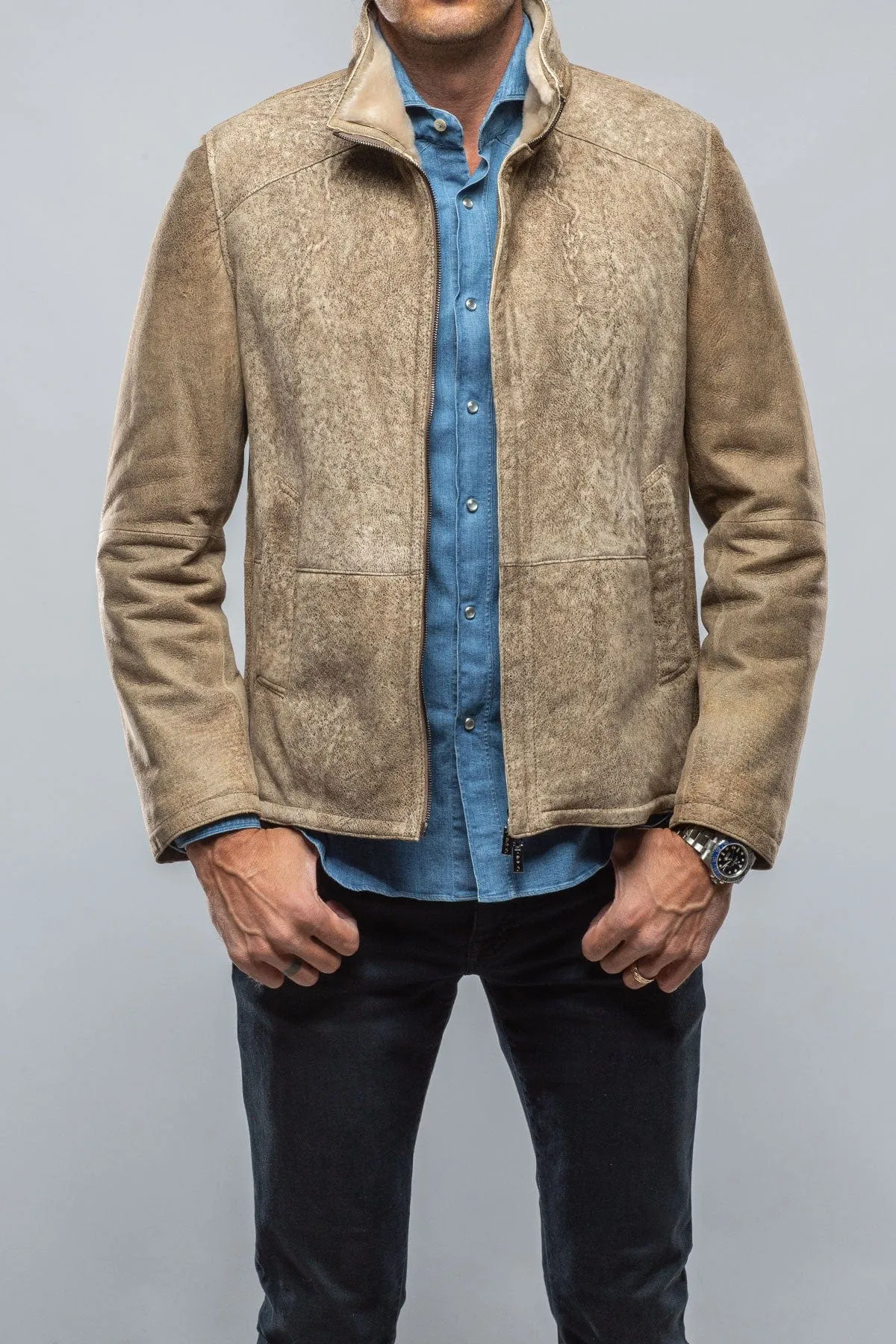 Canby Shearling Hybrid Coat In Faun