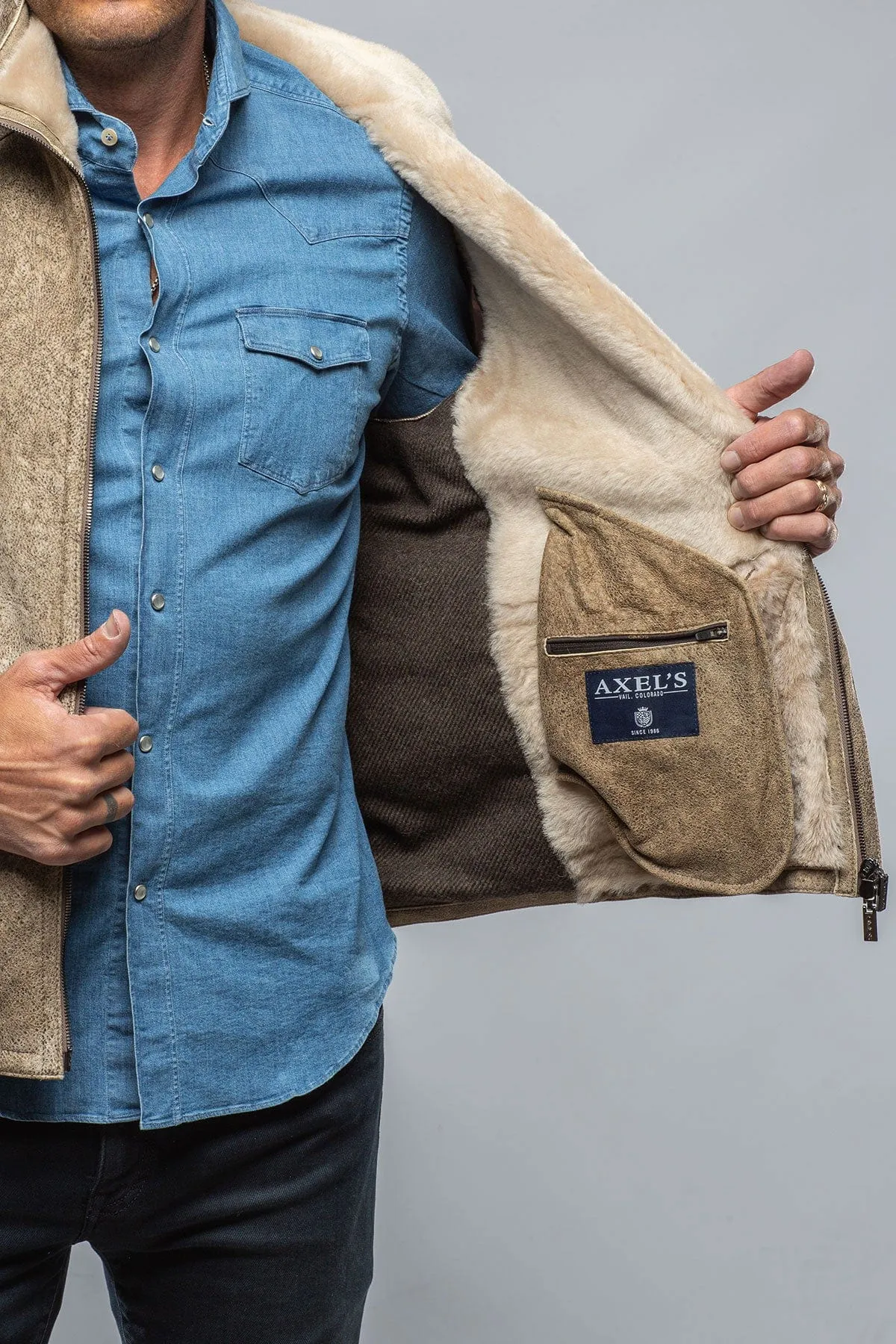 Canby Shearling Hybrid Coat In Faun