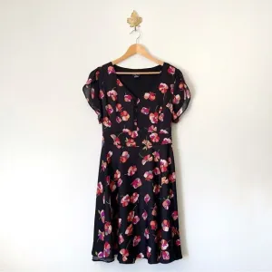 City Chic Black Floral Midi Dress waist belt plus size 18 NWOT
