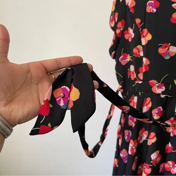City Chic Black Floral Midi Dress waist belt plus size 18 NWOT