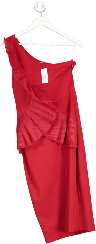 Coast Red Asymmetric Ruffle Dress UK 10