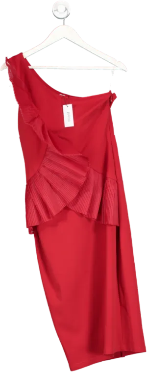 Coast Red Asymmetric Ruffle Dress UK 10