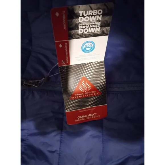 Columbia Women’s Size Small Blue Mist Falls 590 TurboDown Omni-Heat vest NWT