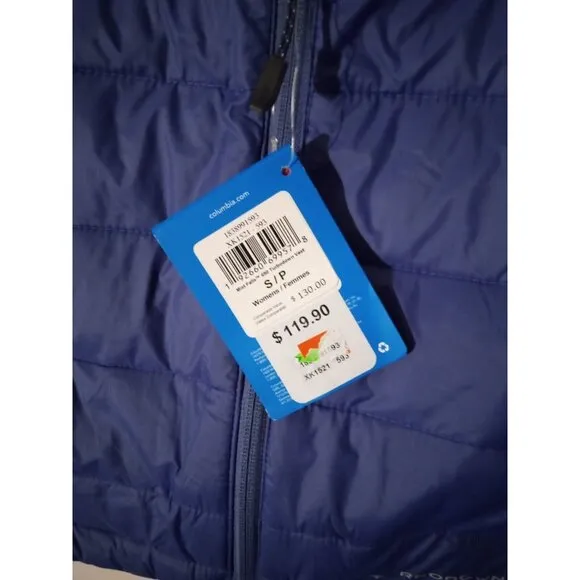 Columbia Women’s Size Small Blue Mist Falls 590 TurboDown Omni-Heat vest NWT