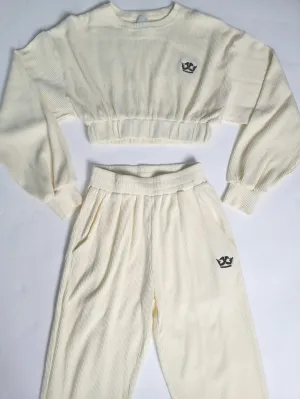 Cropped Top Jogger Set (Cream)