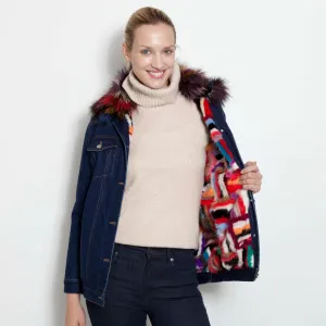 Denim Jacket with Multi Mink Lining