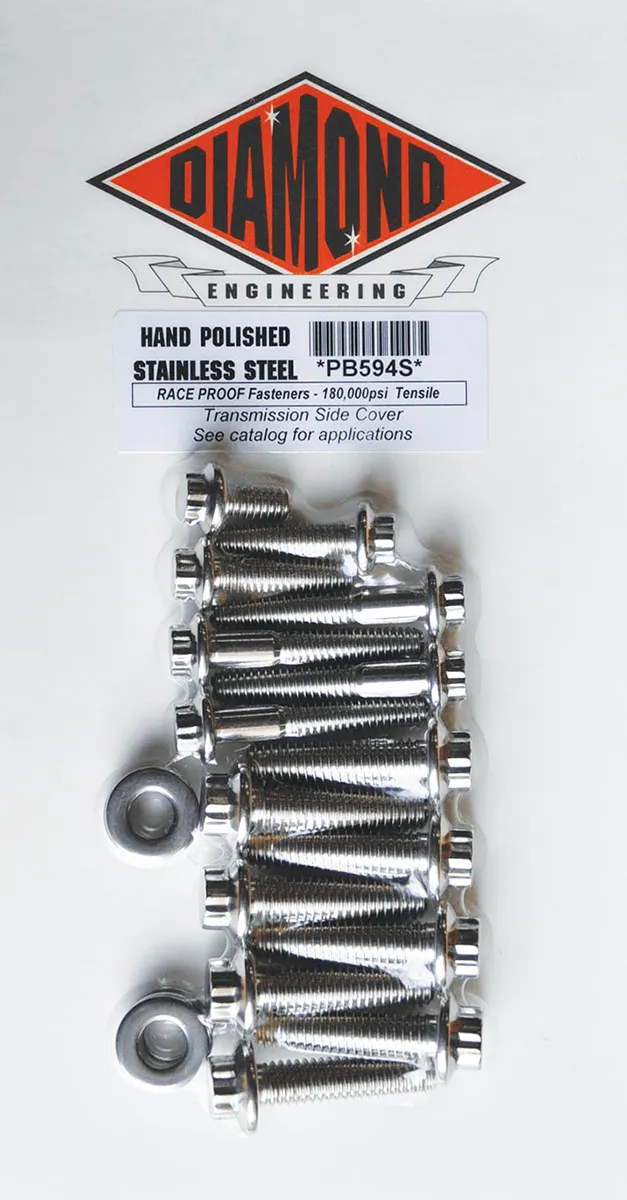 Diamond Engineering PB822S Transmission Side Cover 12-Point Polished Stainless Engine Bolt Kit