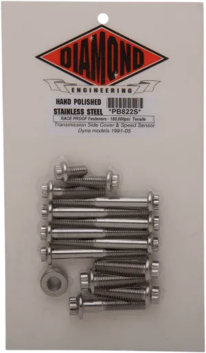 Diamond Engineering PB822S Transmission Side Cover 12-Point Polished Stainless Engine Bolt Kit