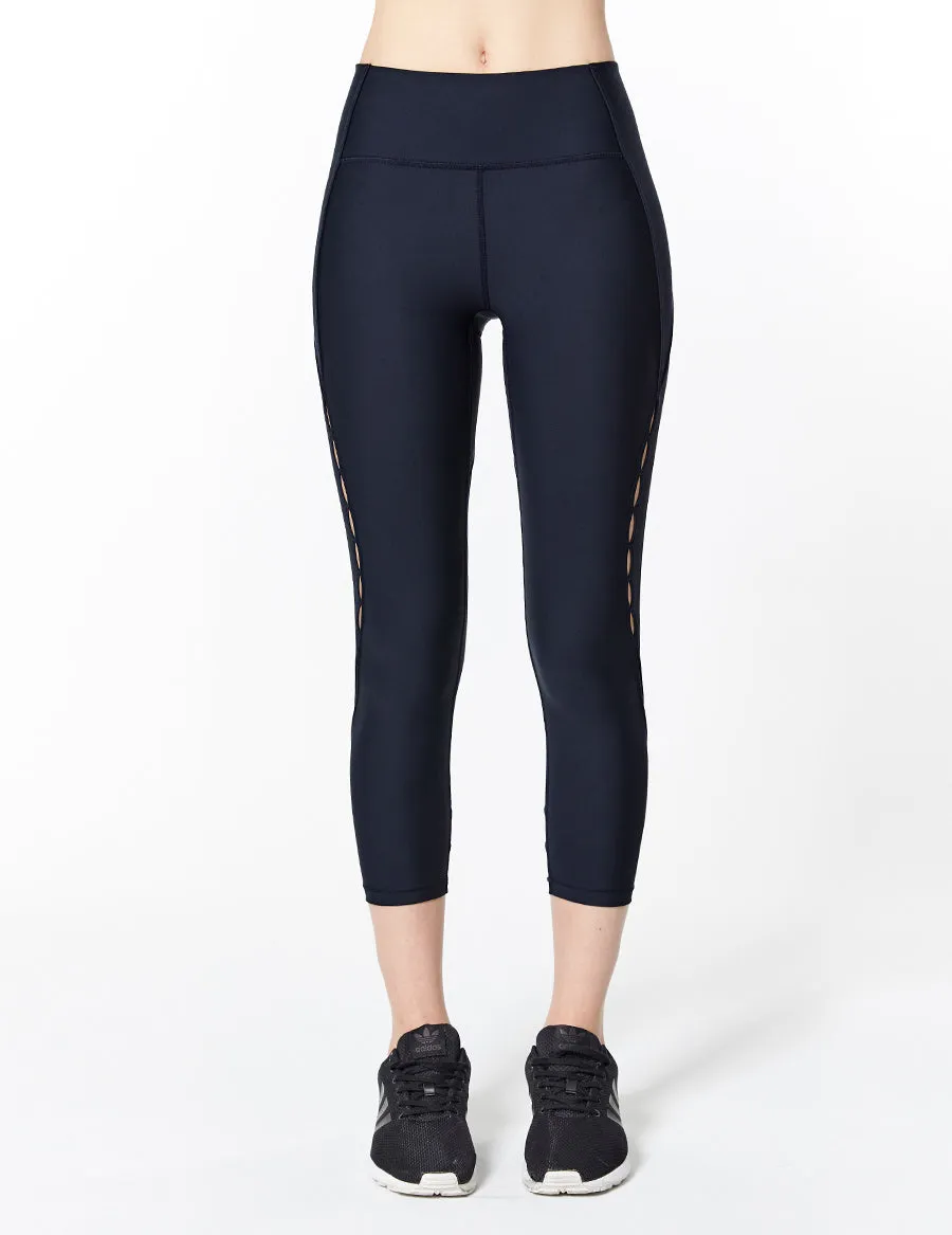 easyoga LESPIRO Ripples Cropped Tights - B23 Black blue