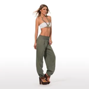 Elegant summer pant in pure cotton in solid color