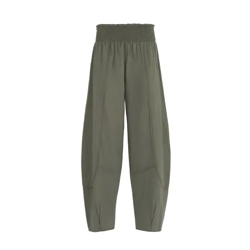 Elegant summer pant in pure cotton in solid color