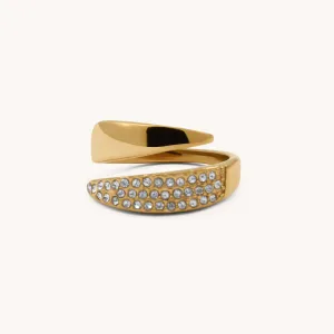 Elisie Crystal Wrap Ring, Gold