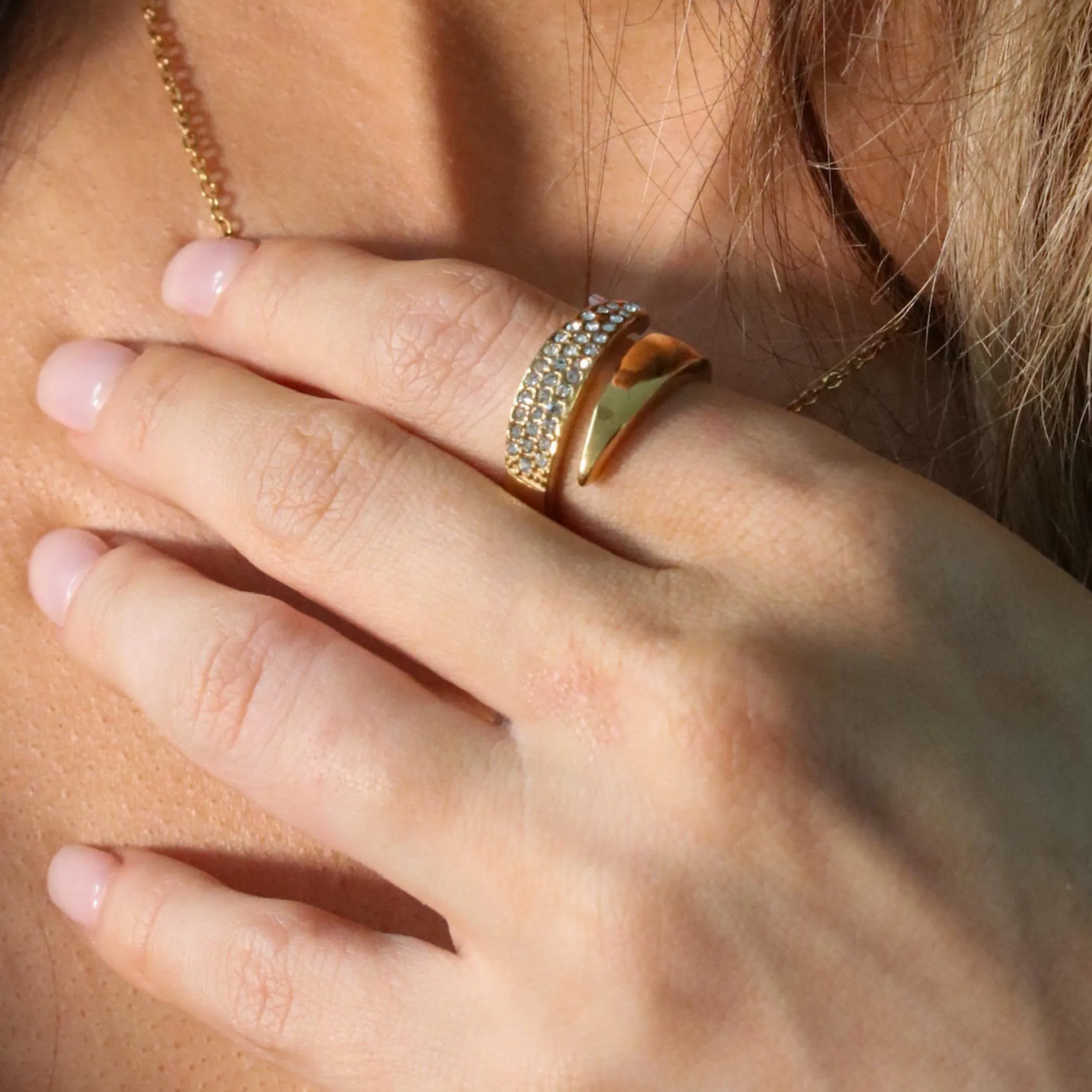 Elisie Crystal Wrap Ring, Gold