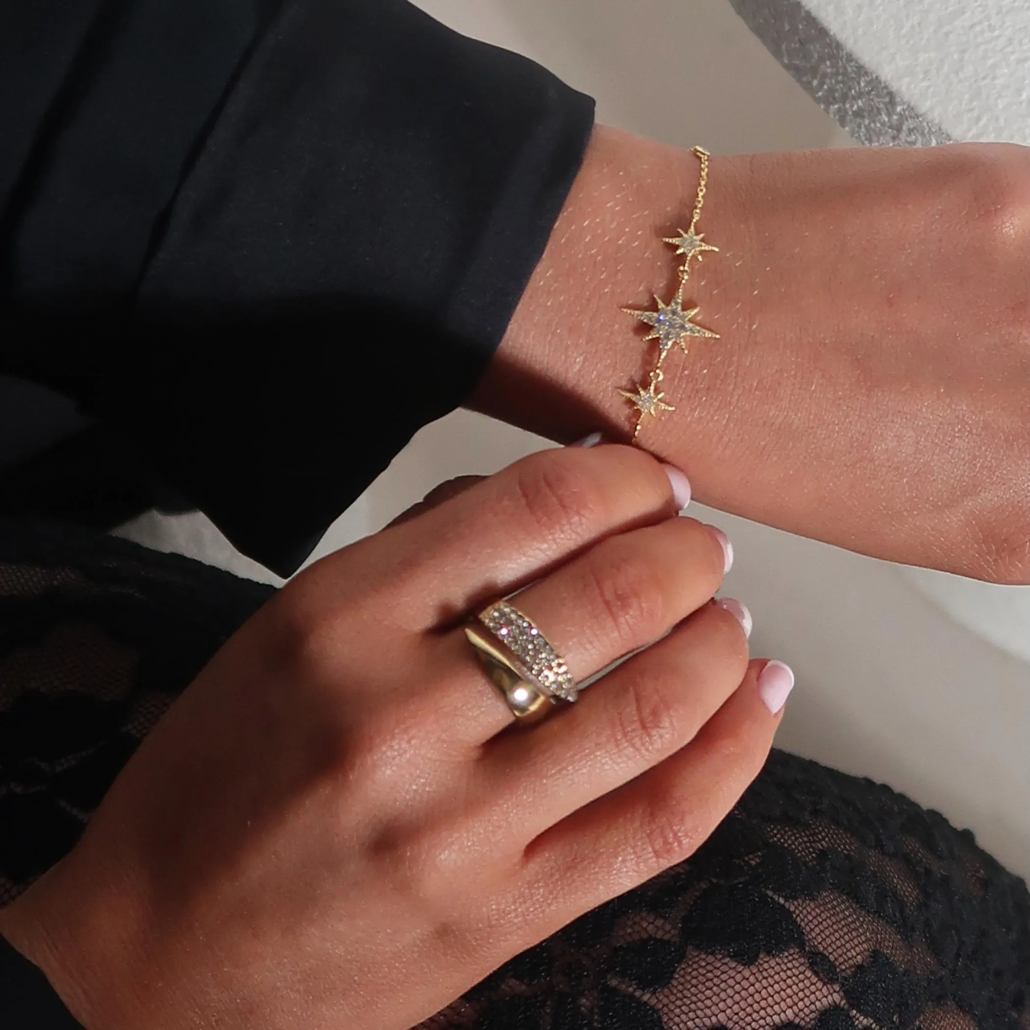 Elisie Crystal Wrap Ring, Gold