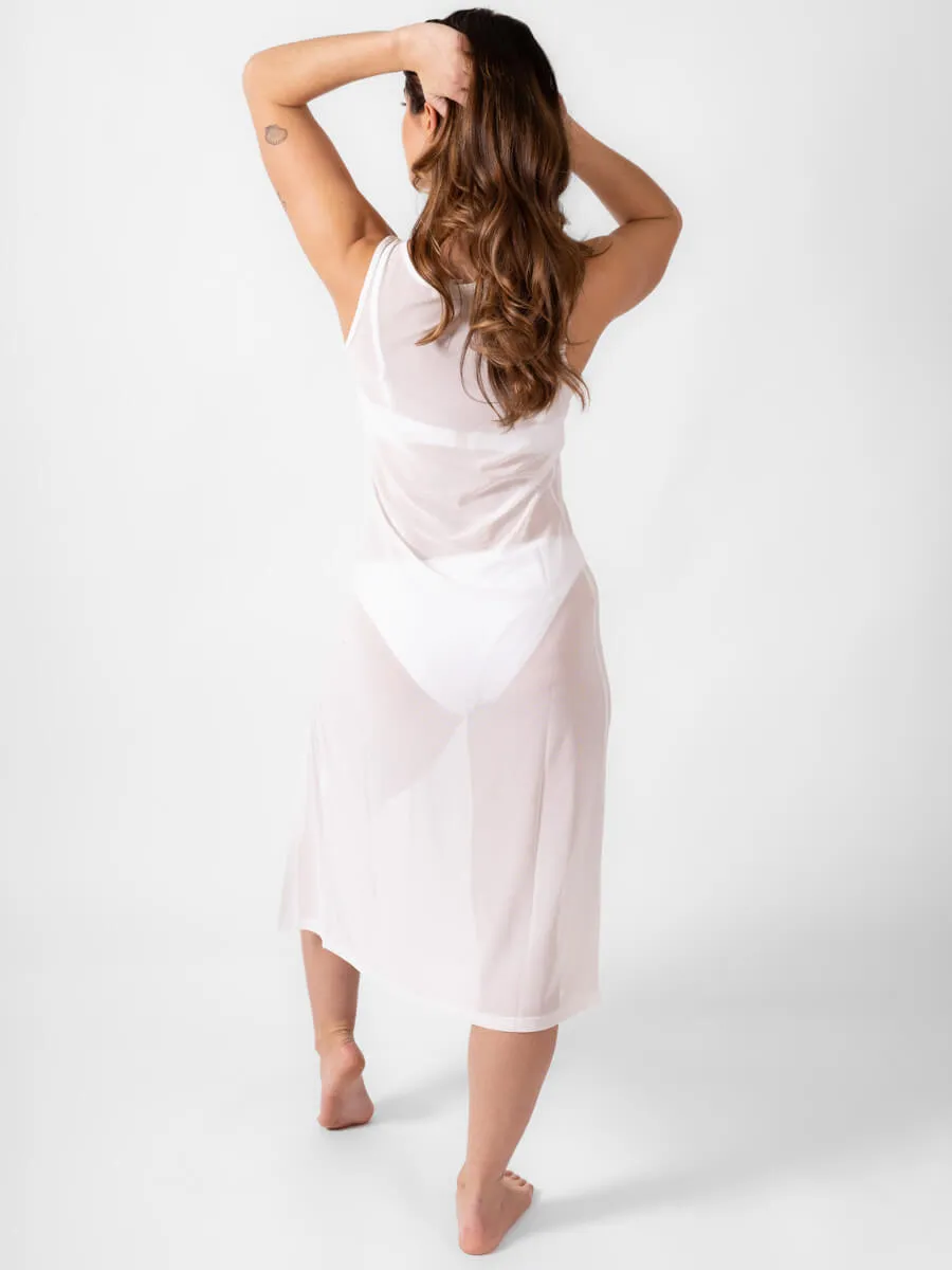 Escape Mesh Long Dress in White