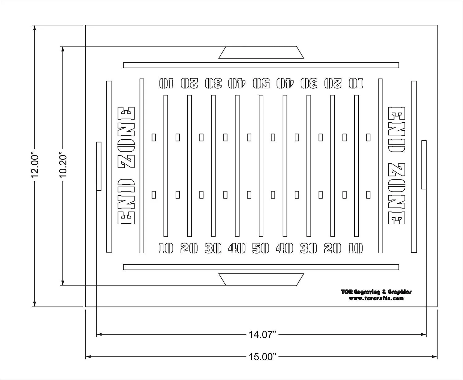 Football Field Stencil- 12" x 15" -14 Mil Painting /Crafts/ Templates