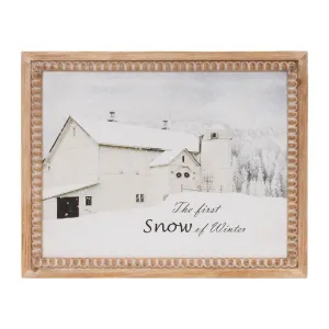 Framed First Snow Barn Print 18"L