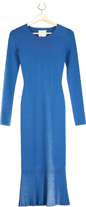Galvan London Blue Ribbed Knit Dress UK 12