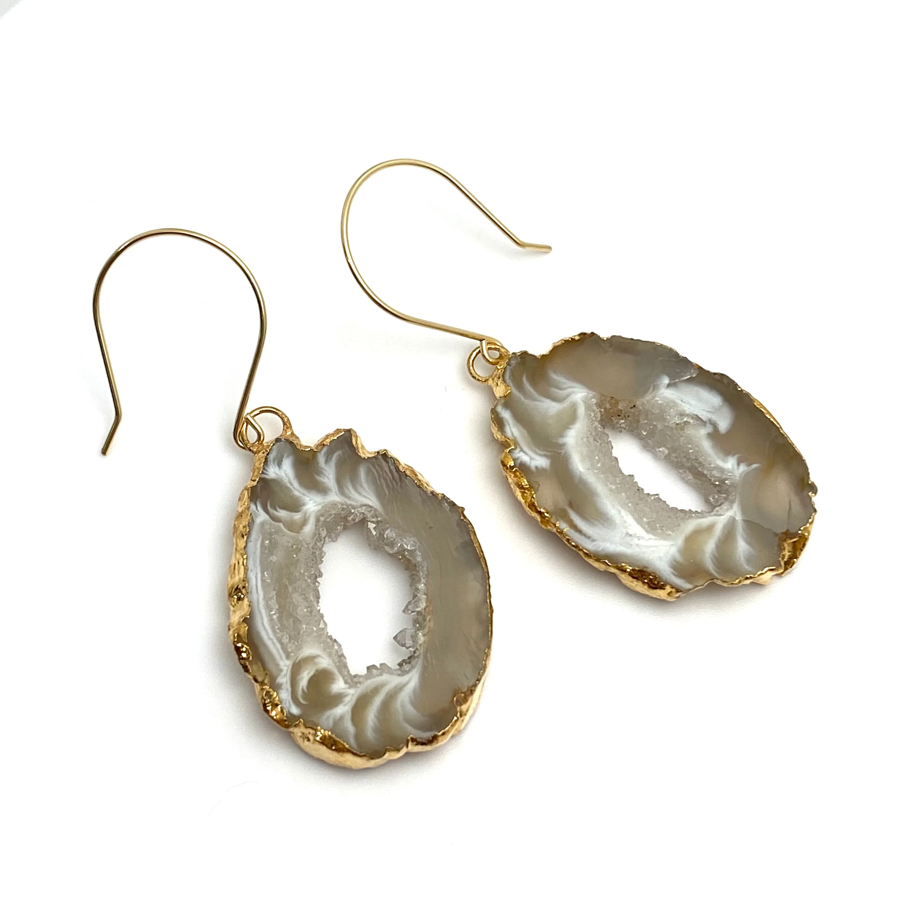 Gilded Light Occo Geode Slice Earrings
