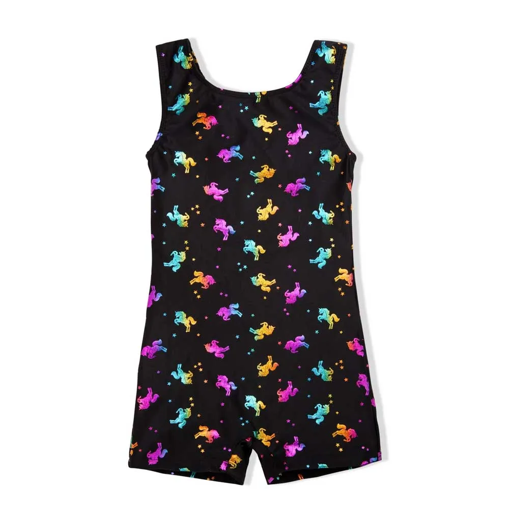 Girl Power Unicorn Hologram Gymnastics Biketard - Child