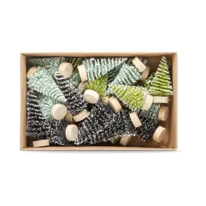 GLITTER MINI TREE SET OF 24 - GREEN