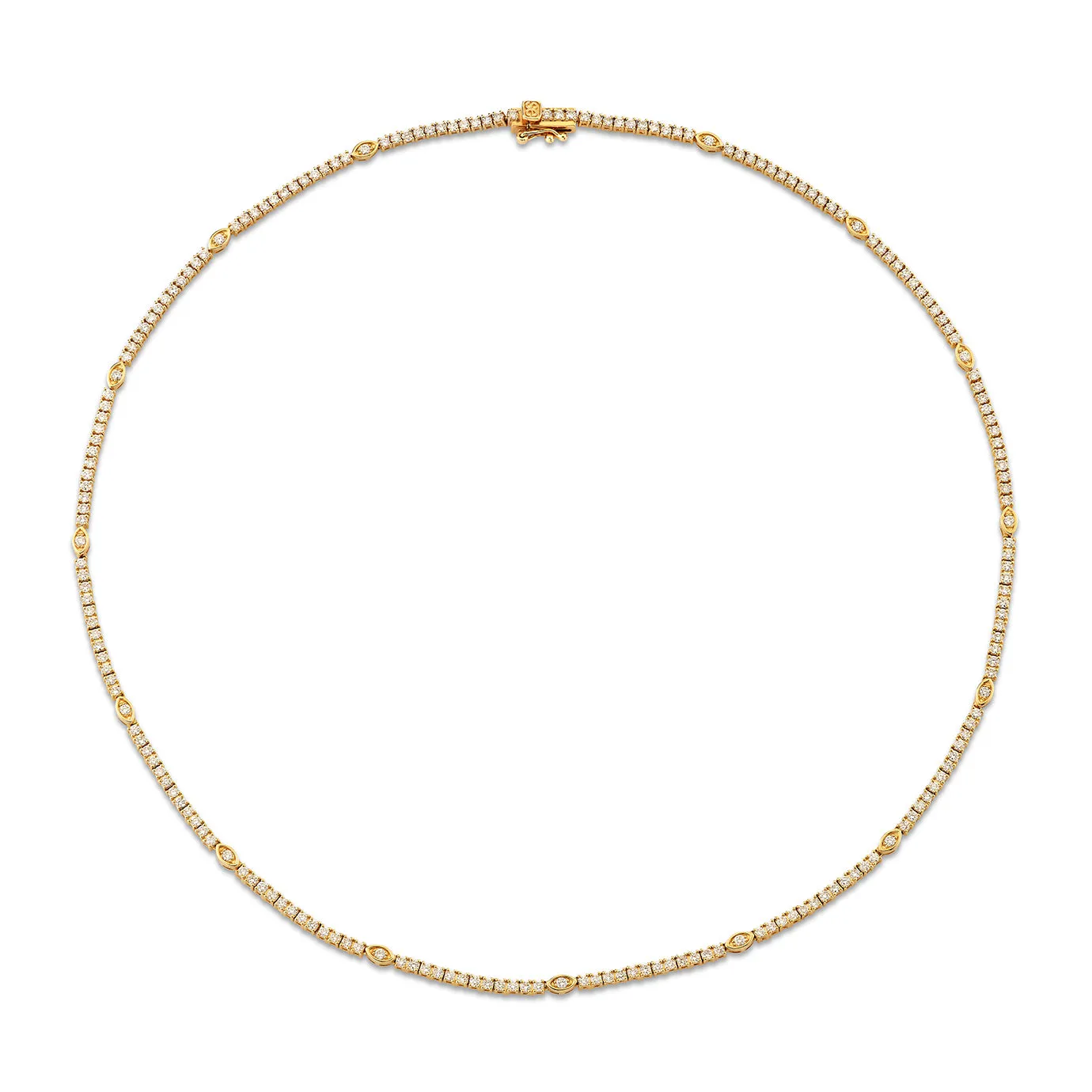 Gold & Diamond Marquise Eye Tennis Necklace