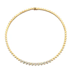 Gold & Heart Diamond Eternity Necklace