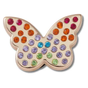 Gold Rainbow Encrusted Butterfly Jibbitz