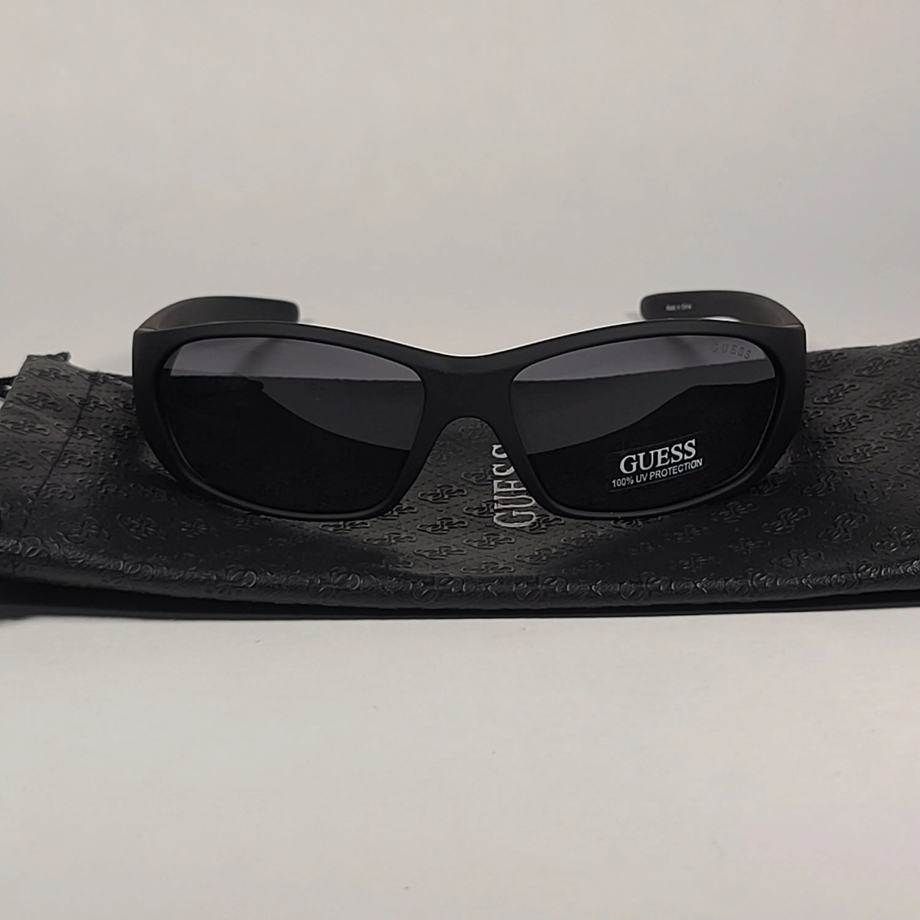 Guess Small Wrap Sunglasses Matte Black Frame Gray Lens GF4010 02A