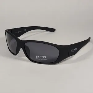 Guess Small Wrap Sunglasses Matte Black Frame Gray Lens GF4010 02A