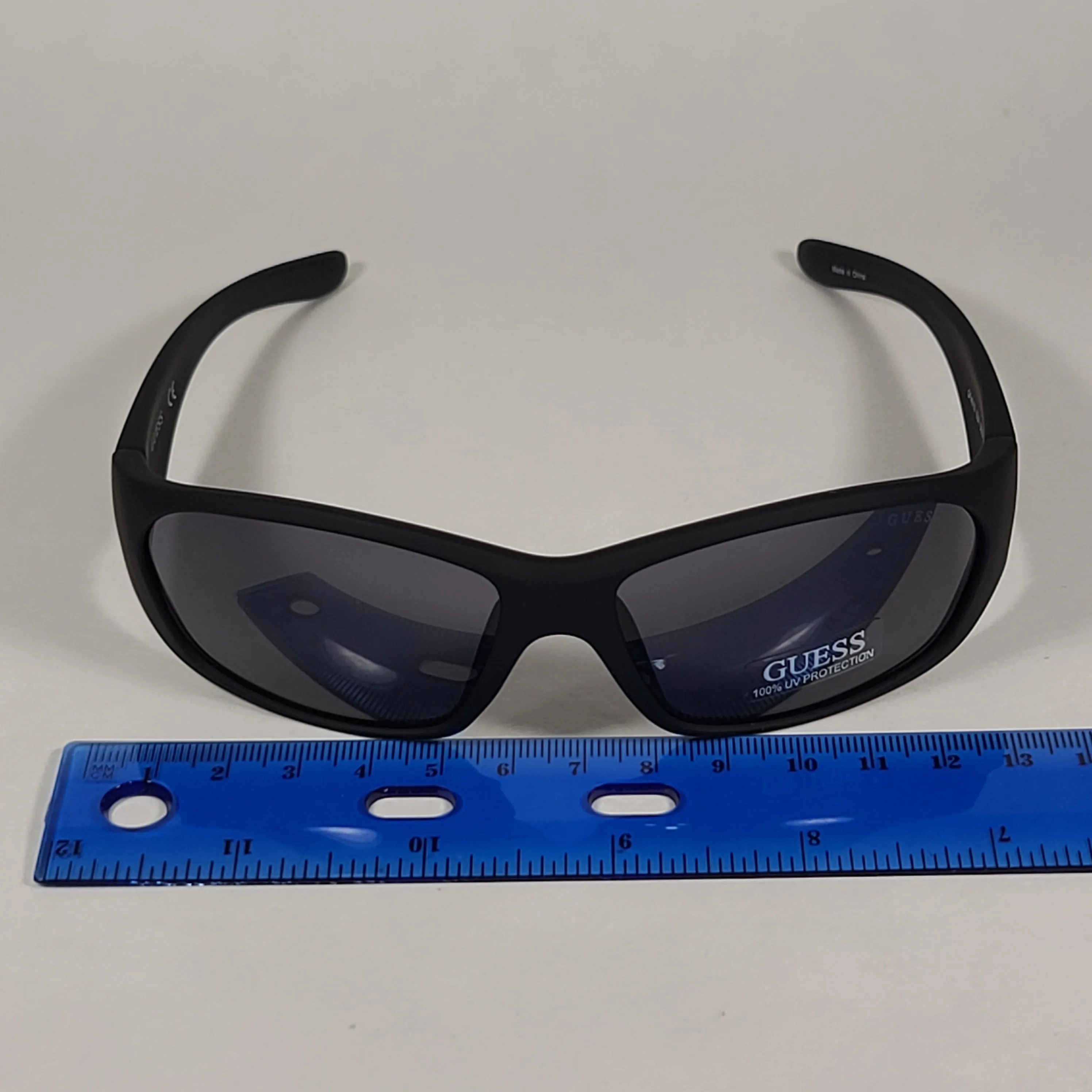 Guess Small Wrap Sunglasses Matte Black Frame Gray Lens GF4010 02A