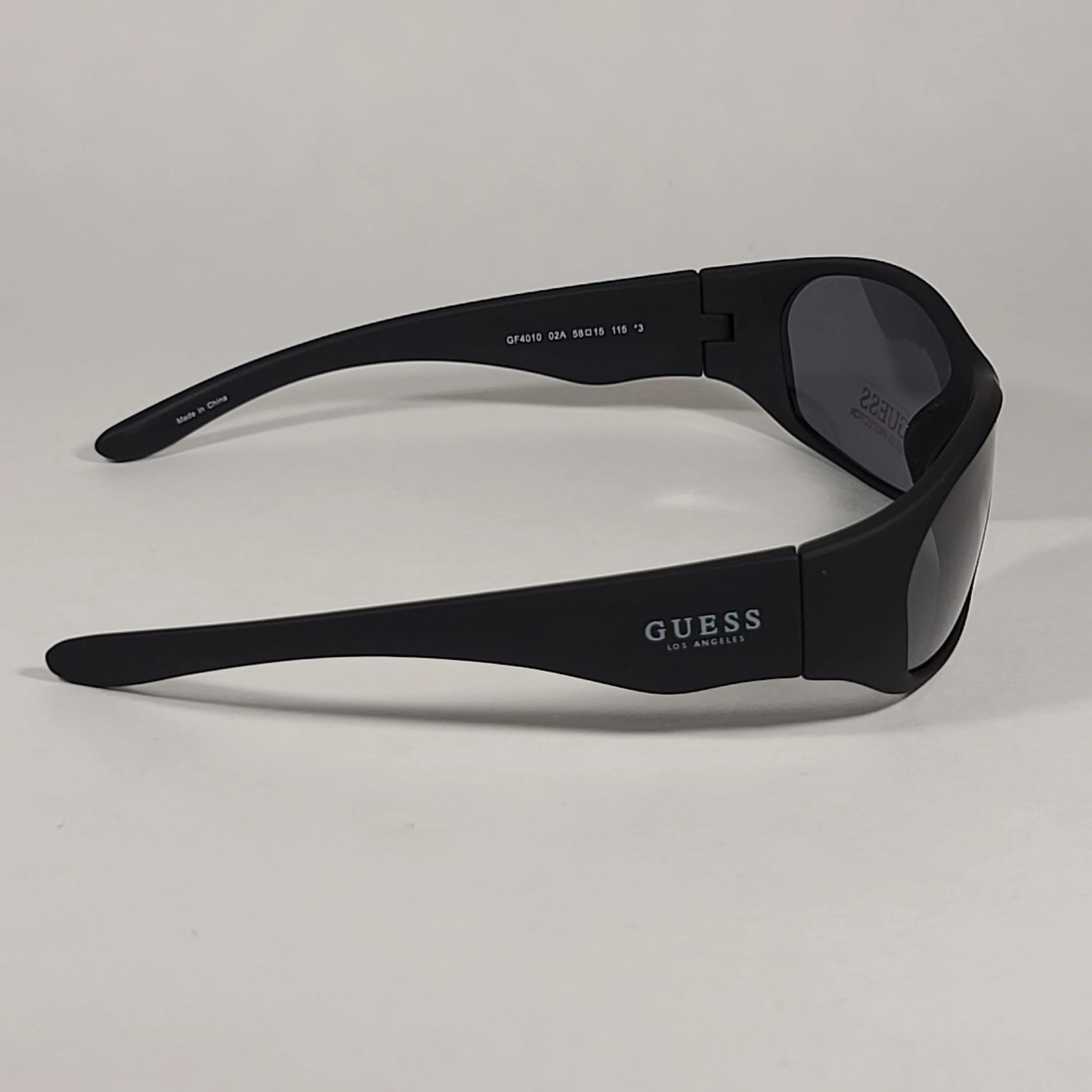 Guess Small Wrap Sunglasses Matte Black Frame Gray Lens GF4010 02A
