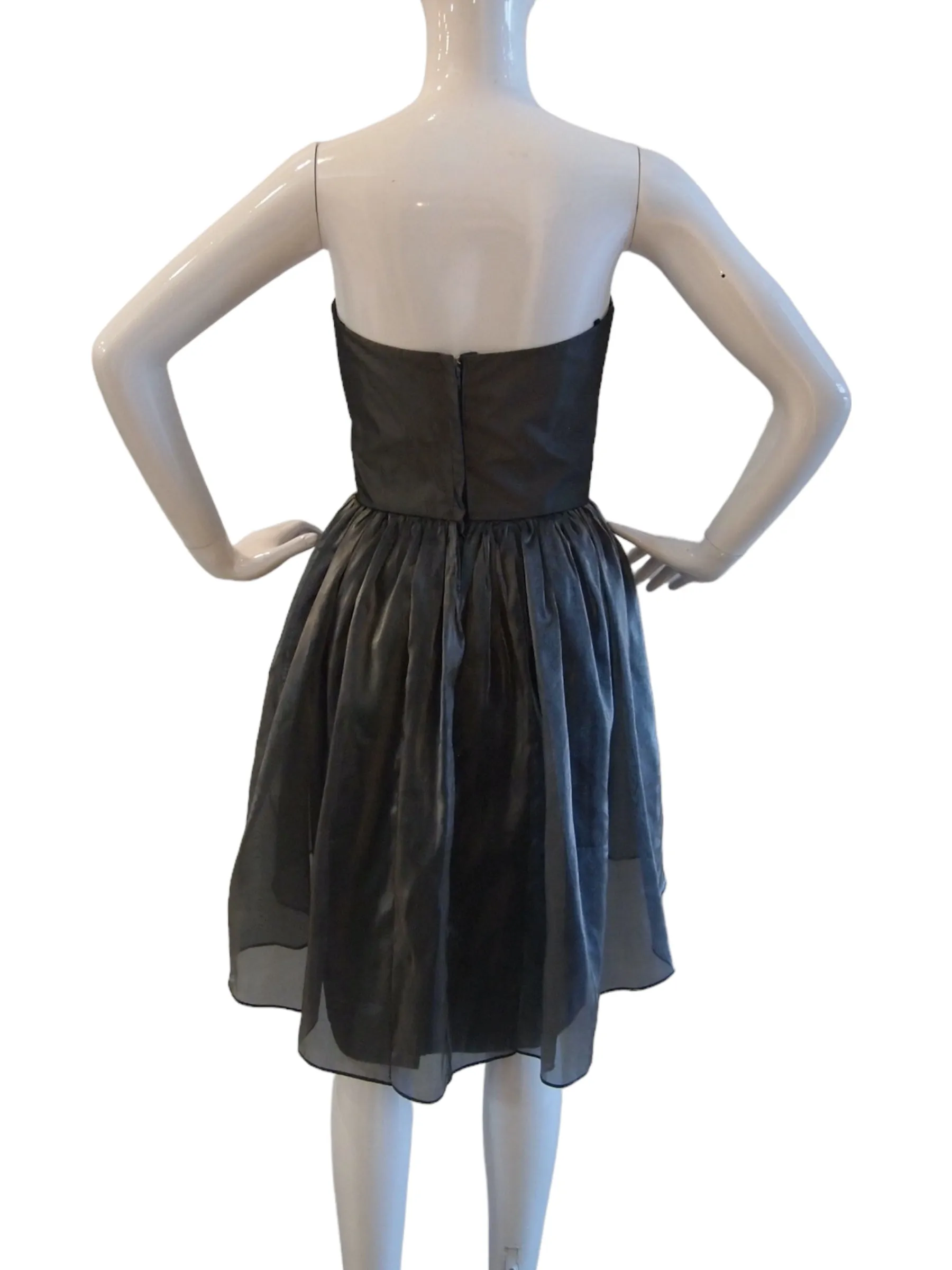 Gunmetal Chic Bustier Cocktail Dress