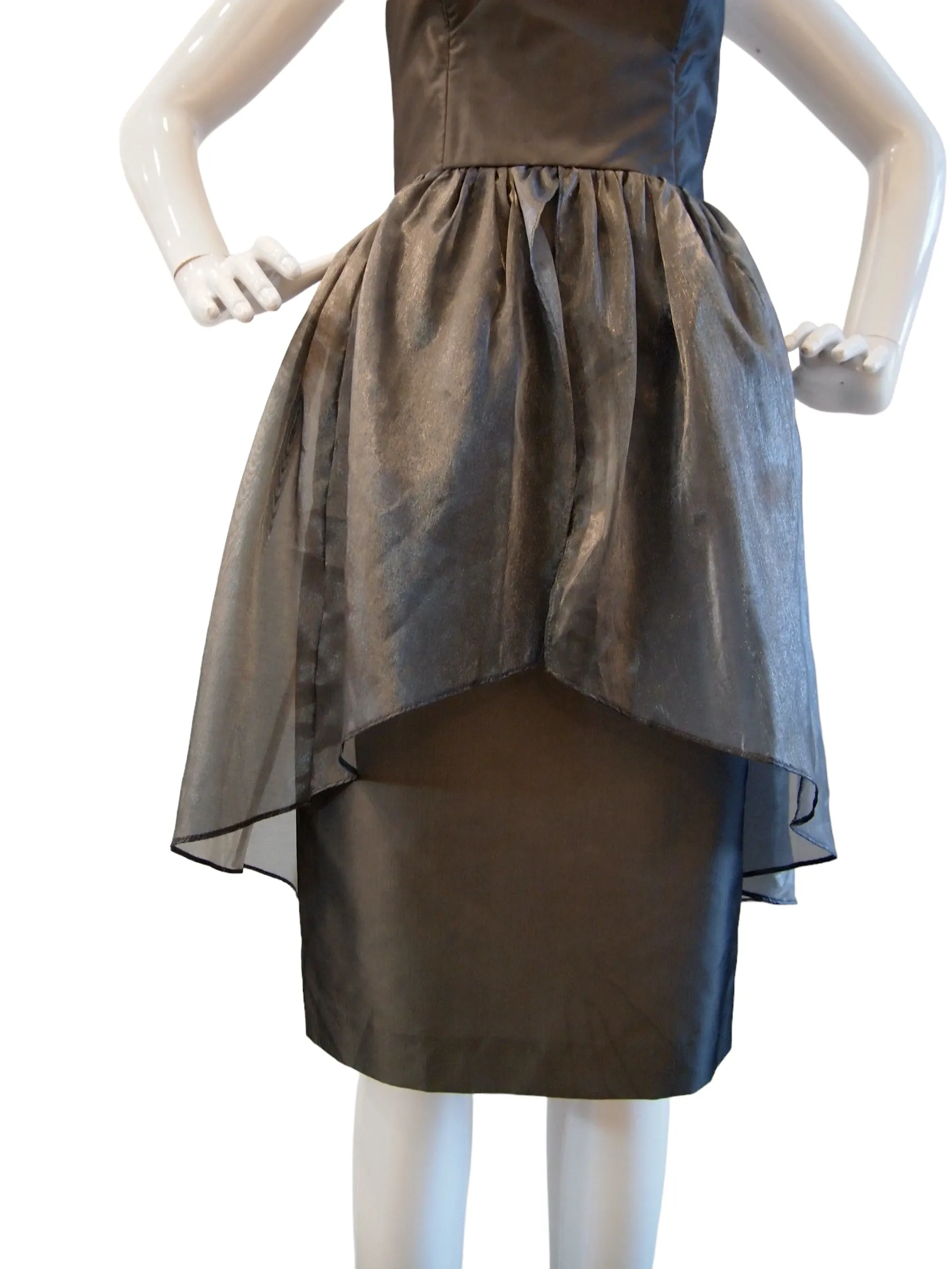 Gunmetal Chic Bustier Cocktail Dress