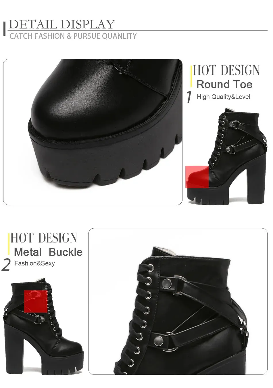 Heel Spring Autumn Lace-up Soft Leather Boots